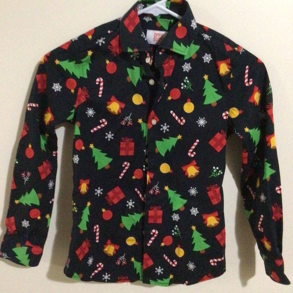 OPPOSUITS Boys Size 7/8 Holiday Shirt
